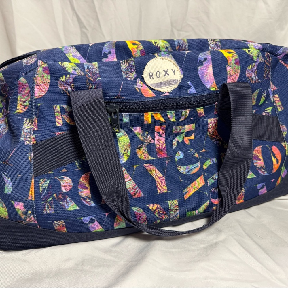 Roxy Navy and Multicolor Duffel Bag Travel Gym Cute Design